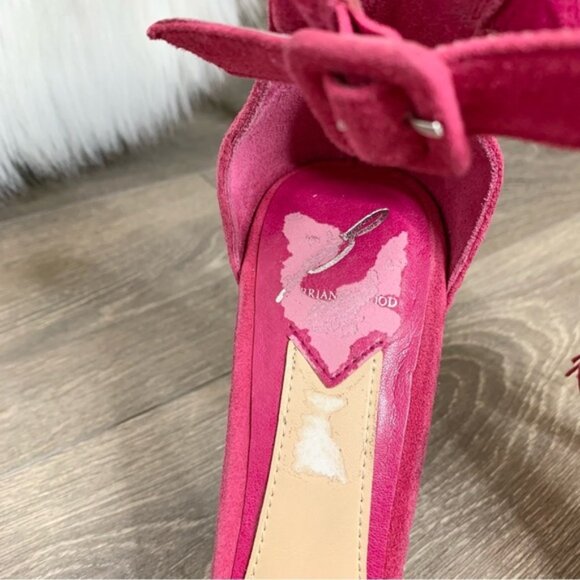 Brian Atwood Tosca High Heels Open toe Tassel Ankle Strap Stiletto Pumps Pink - Picture 11 of 13